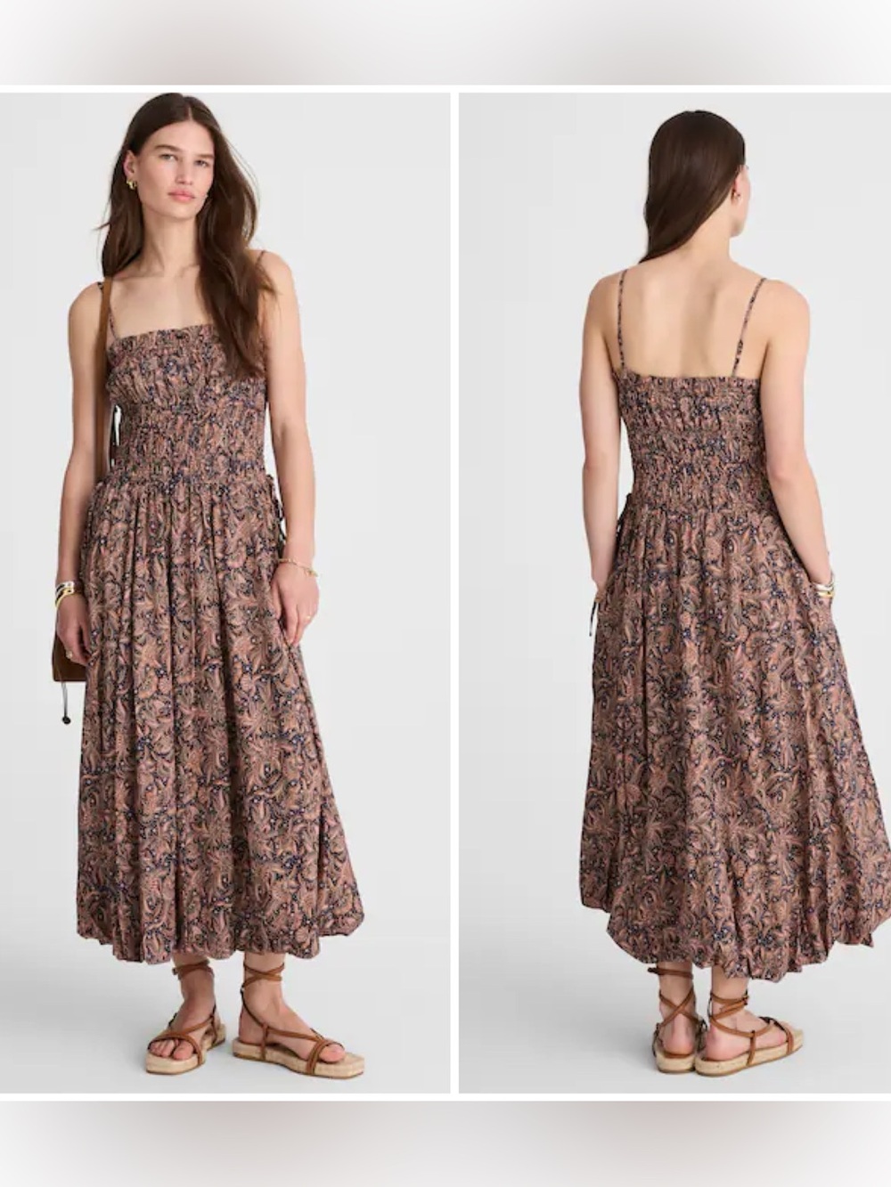 Madewell Smocked Bubble-Hem Midi summer Dress in Paisley print NEW 2